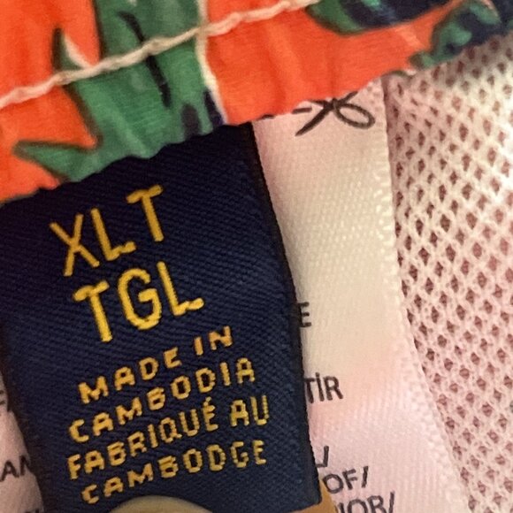 Polo Ralph Lauren Men XLT Swim Trunks Short Orange Hawaiian Print NWOT - Picture 5 of 10